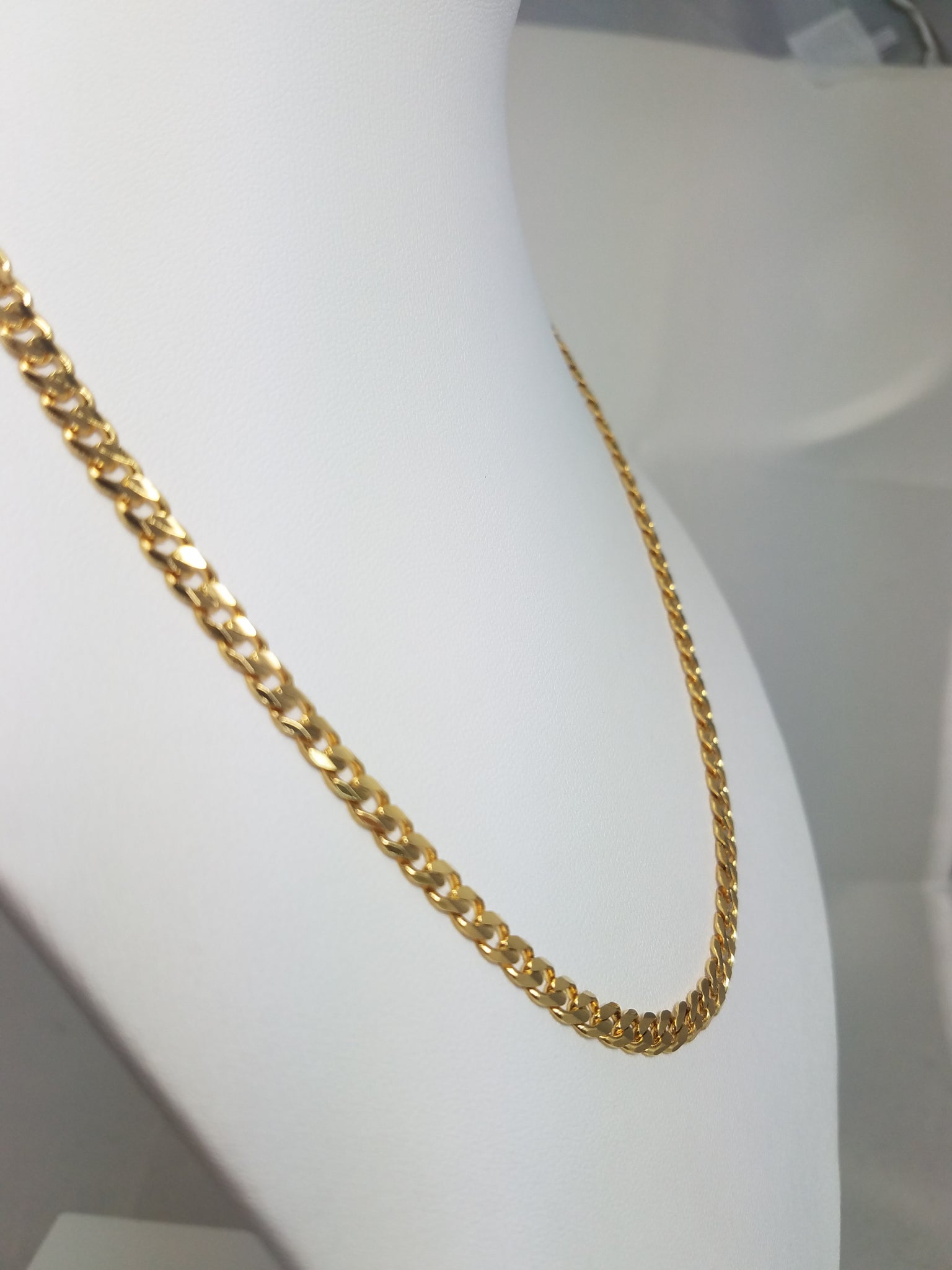 New! Classic Concave Curb Link 14k Yellow Gold 18" Necklace