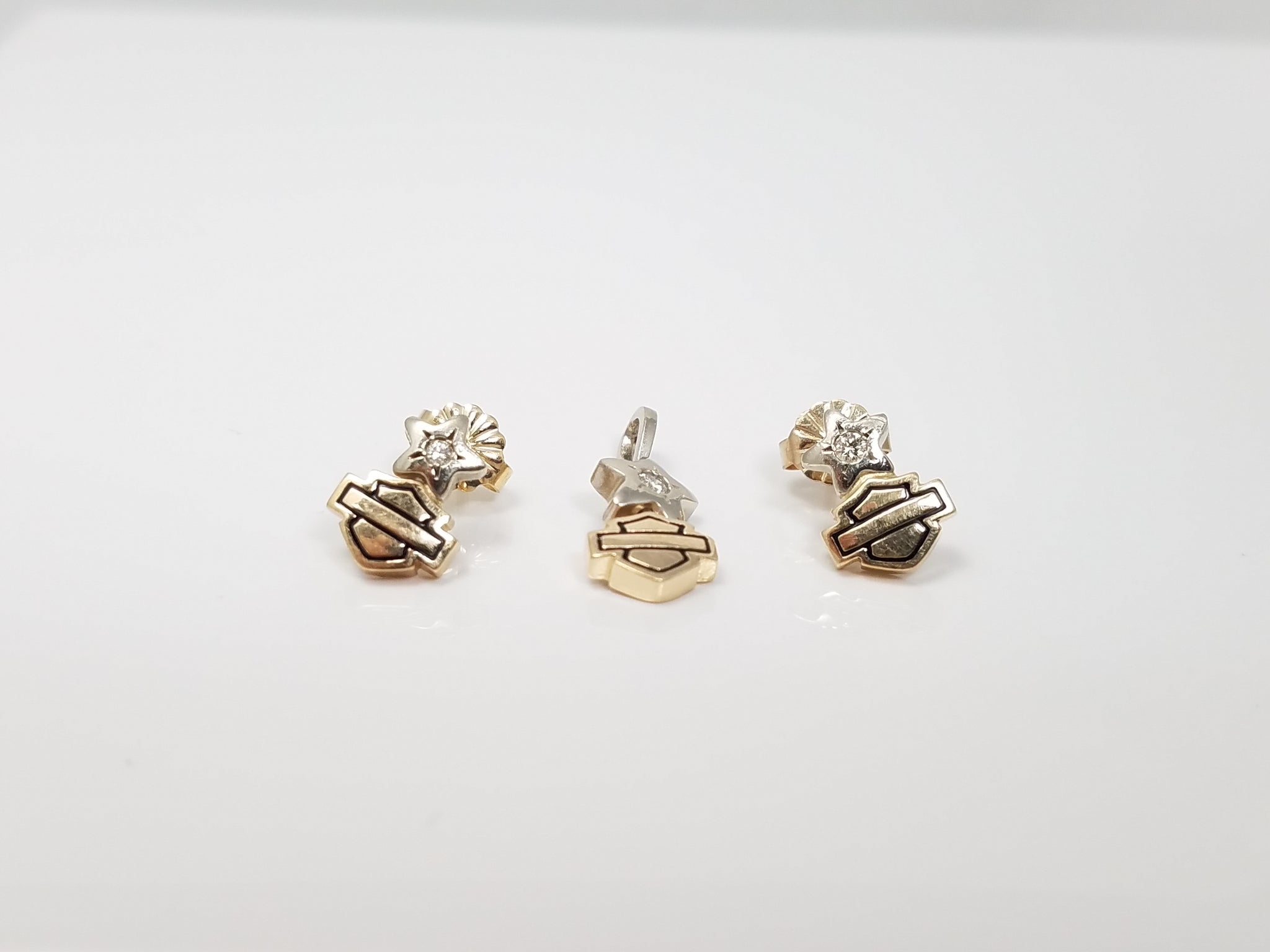 Motorcycle Company Earring/Pendant Set in 14k Gold