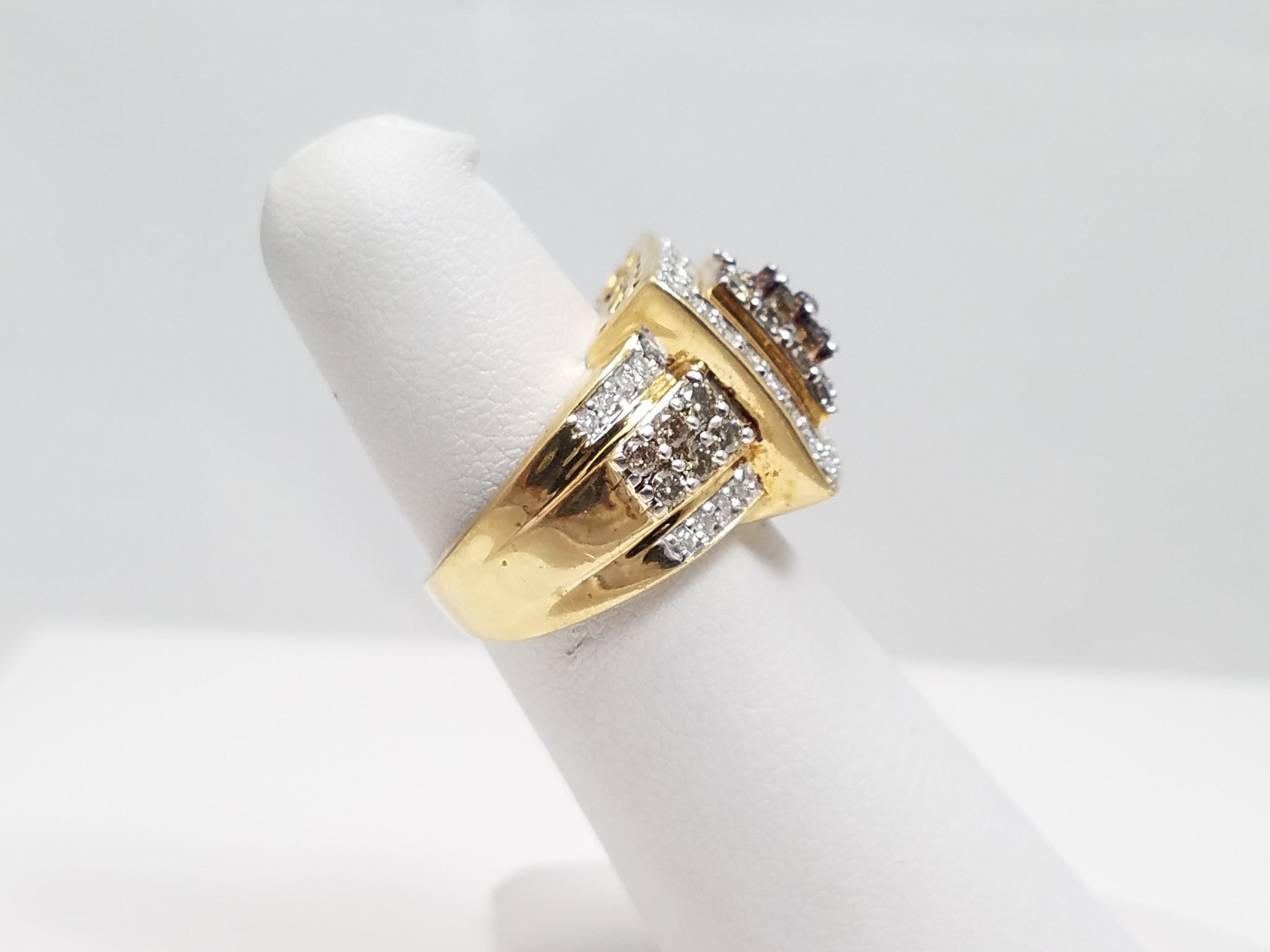 Scintillating 10k Yellow Gold Natural Diamond Custom Ring