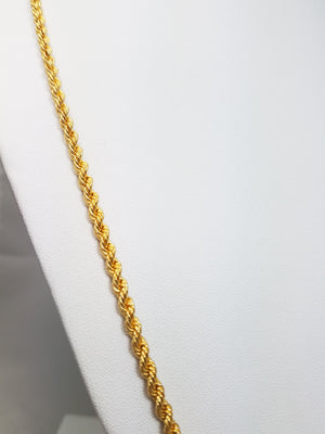 23" Striking 22k Yellow Gold Rope Chain Necklace