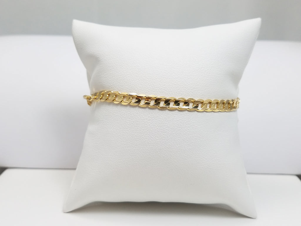 Classic 7.5" Solid 14k Yellow Gold Concave Curb Link Bracelet Italy