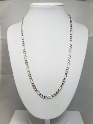 20" 14k White Gold Figaro Link Necklace