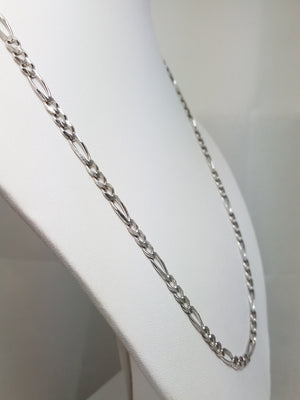 20" 14k White Gold Figaro Link Necklace