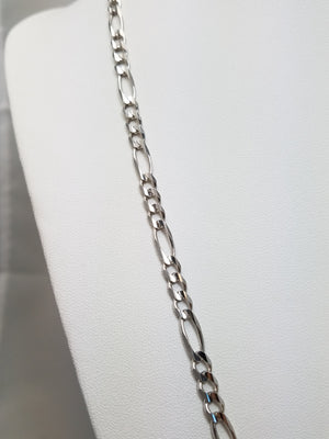 20" 14k White Gold Figaro Link Necklace