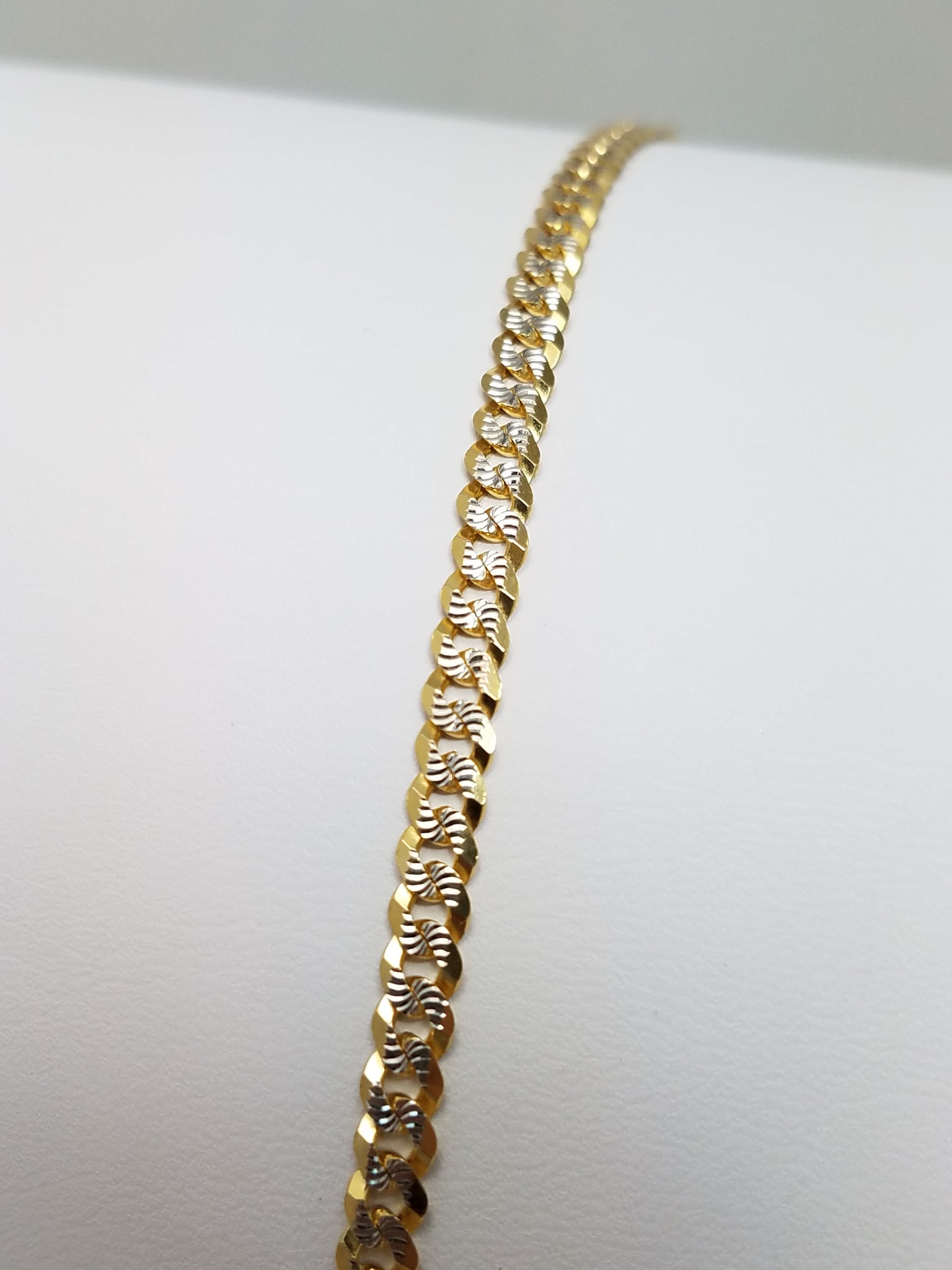 14k Two-Tone Gold Fancy Link 10" Bracelet/Anklet