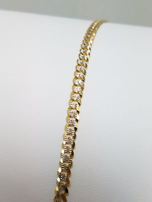 14k Two-Tone Gold Fancy Link 10" Bracelet/Anklet