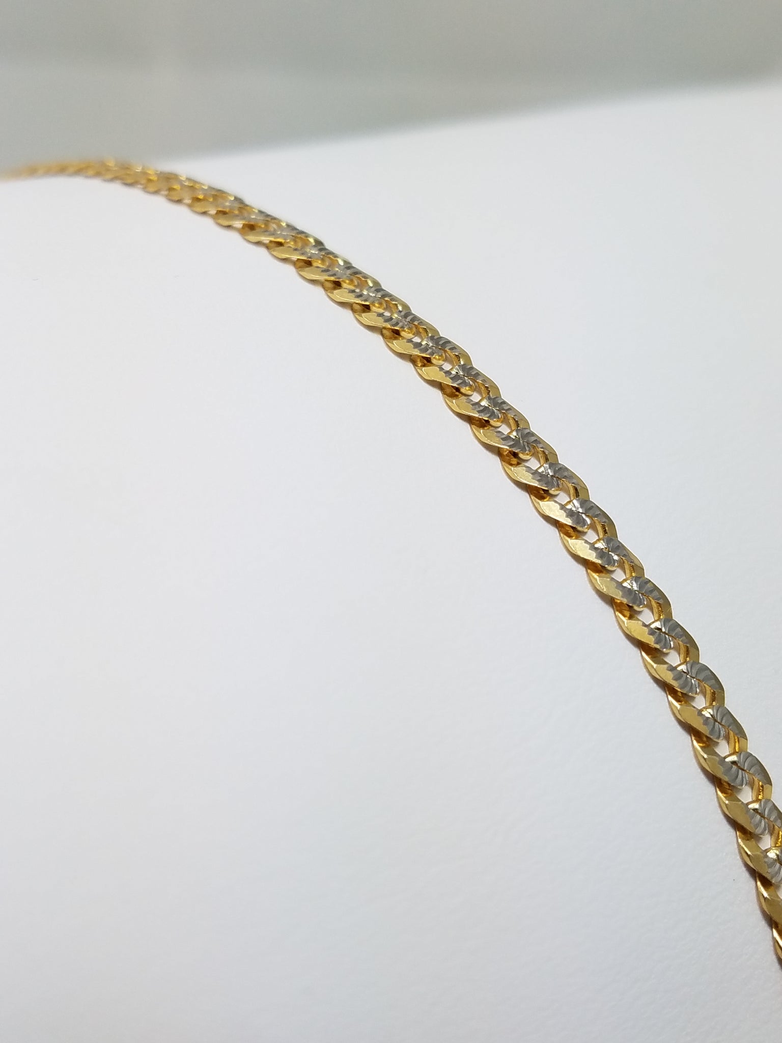 14k Two-Tone Gold Fancy Link 10" Bracelet/Anklet