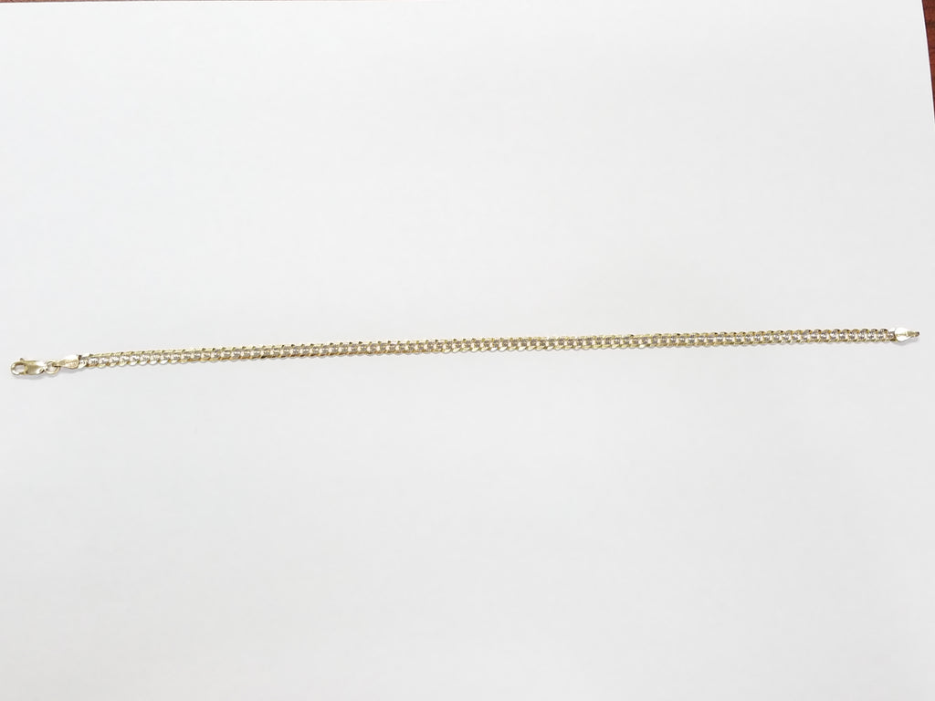 14k Two-Tone Gold Fancy Link 10" Bracelet/Anklet