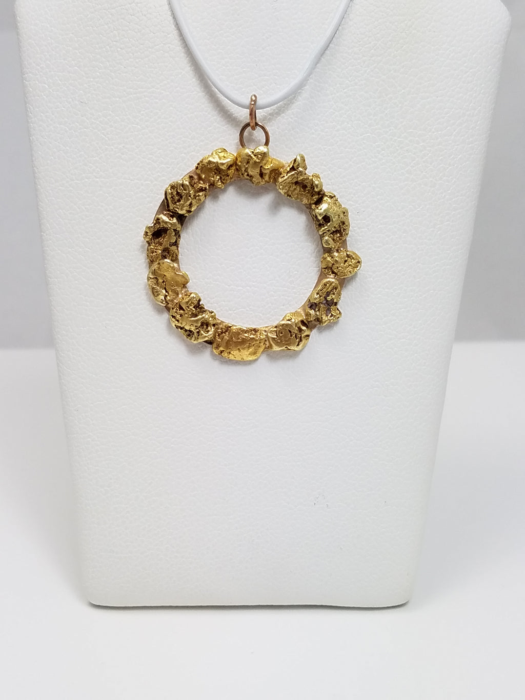 Super Cool Natural Gold Nugget Wreath Pendant With 8k Yellow Gold Backing