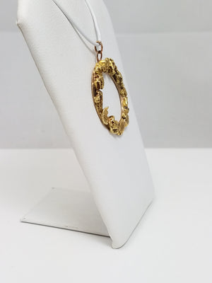 Super Cool Natural Gold Nugget Wreath Pendant With 8k Yellow Gold Backing