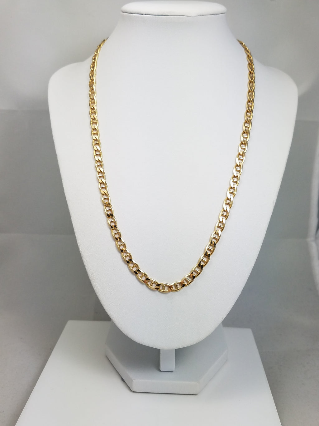 Sturdy 20" Solid 14k Yellow Gold Mariner Link Chain Necklace