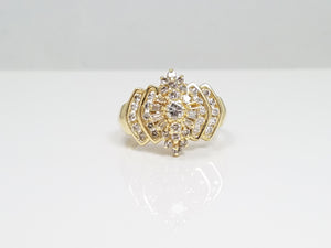 Sparkly 14k Yellow Gold Natural Diamond Cluster Ring