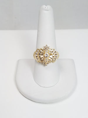 Sparkly 14k Yellow Gold Natural Diamond Cluster Ring