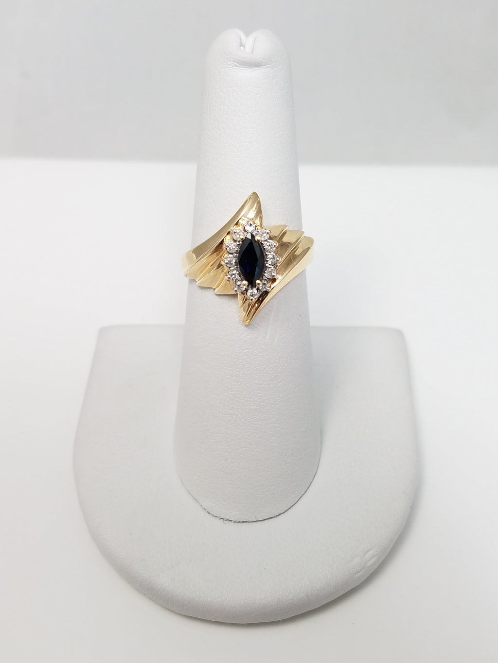 Natural Sapphire + Diamond 10k Yellow Gold Ring