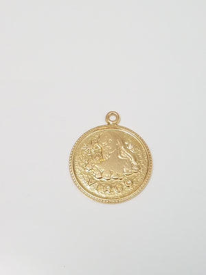 Vintage 14k Yellow Gold Virgo Charm Pendant