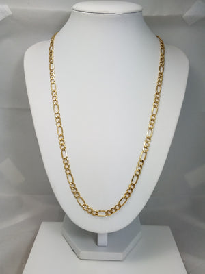 14k Yellow Gold Hollow Figaro Link 24" Necklace