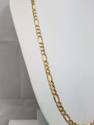 14k Yellow Gold Hollow Figaro Link 24" Necklace