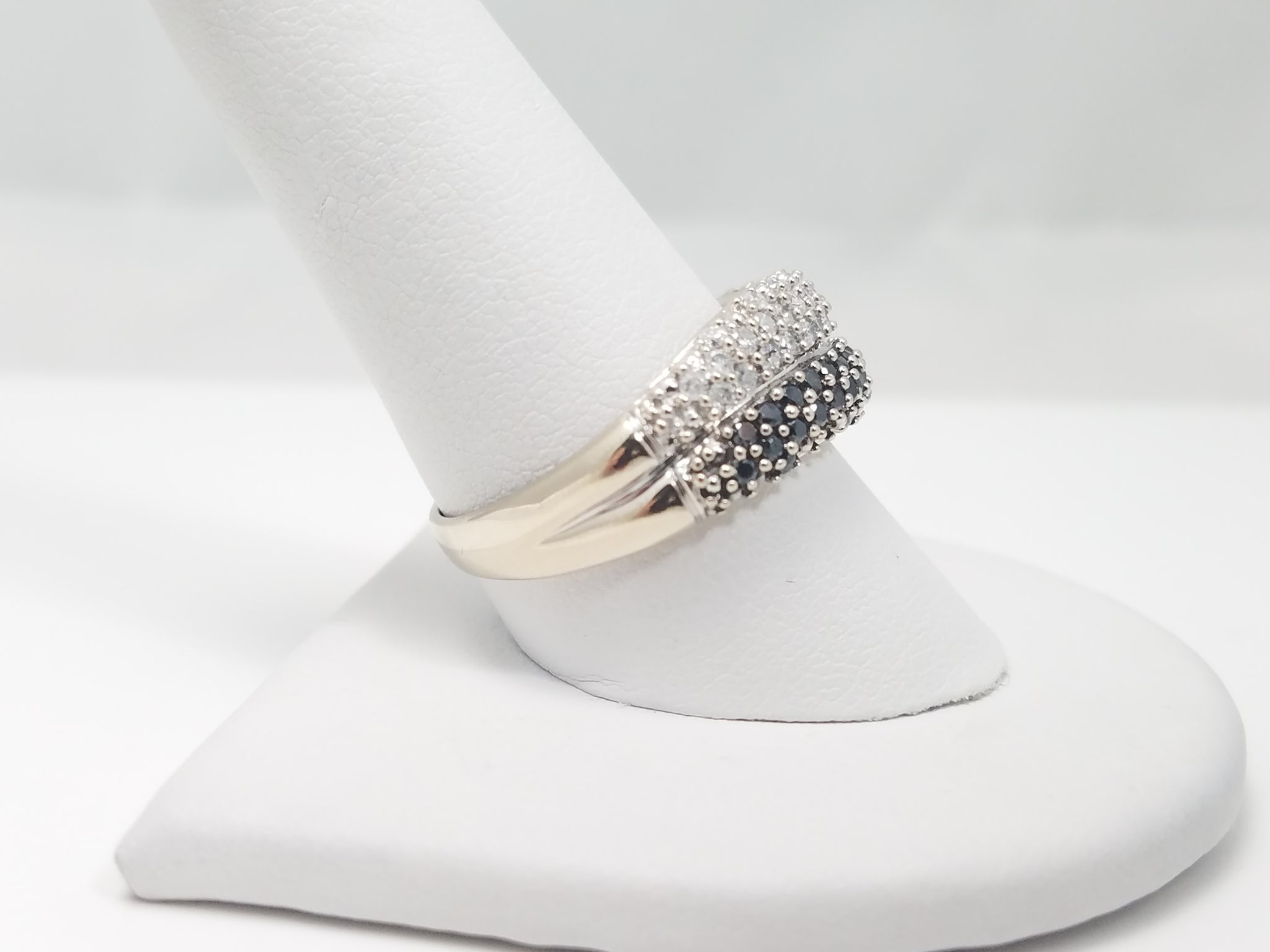 Black and White Diamond 14k White Gold Ring