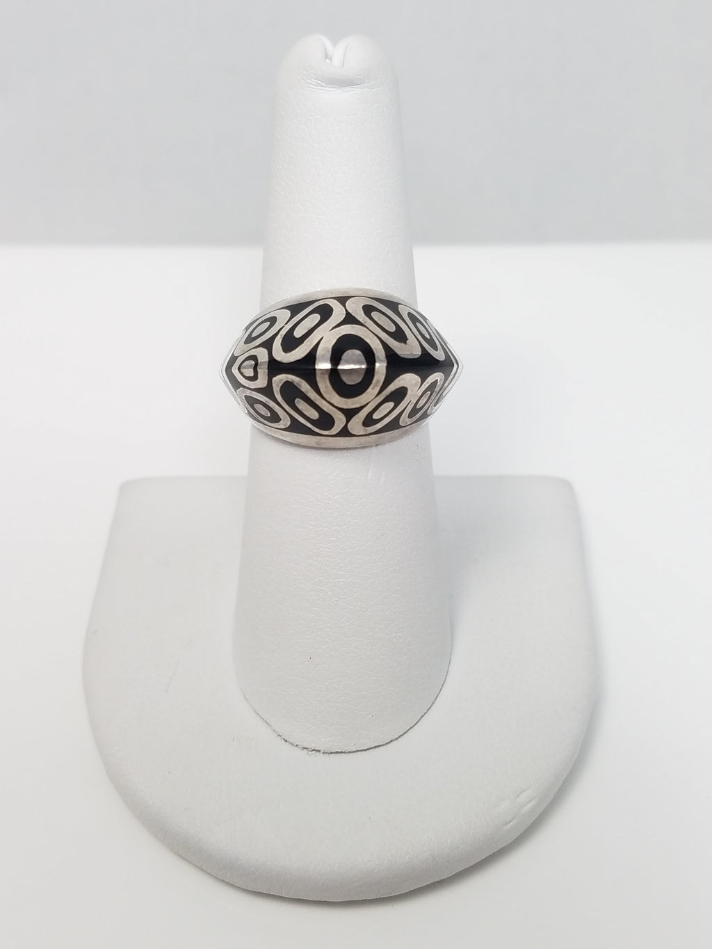 Flli Menegatti Sterling Silver Black Enamel Ring