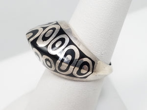 Flli Menegatti Sterling Silver Black Enamel Ring