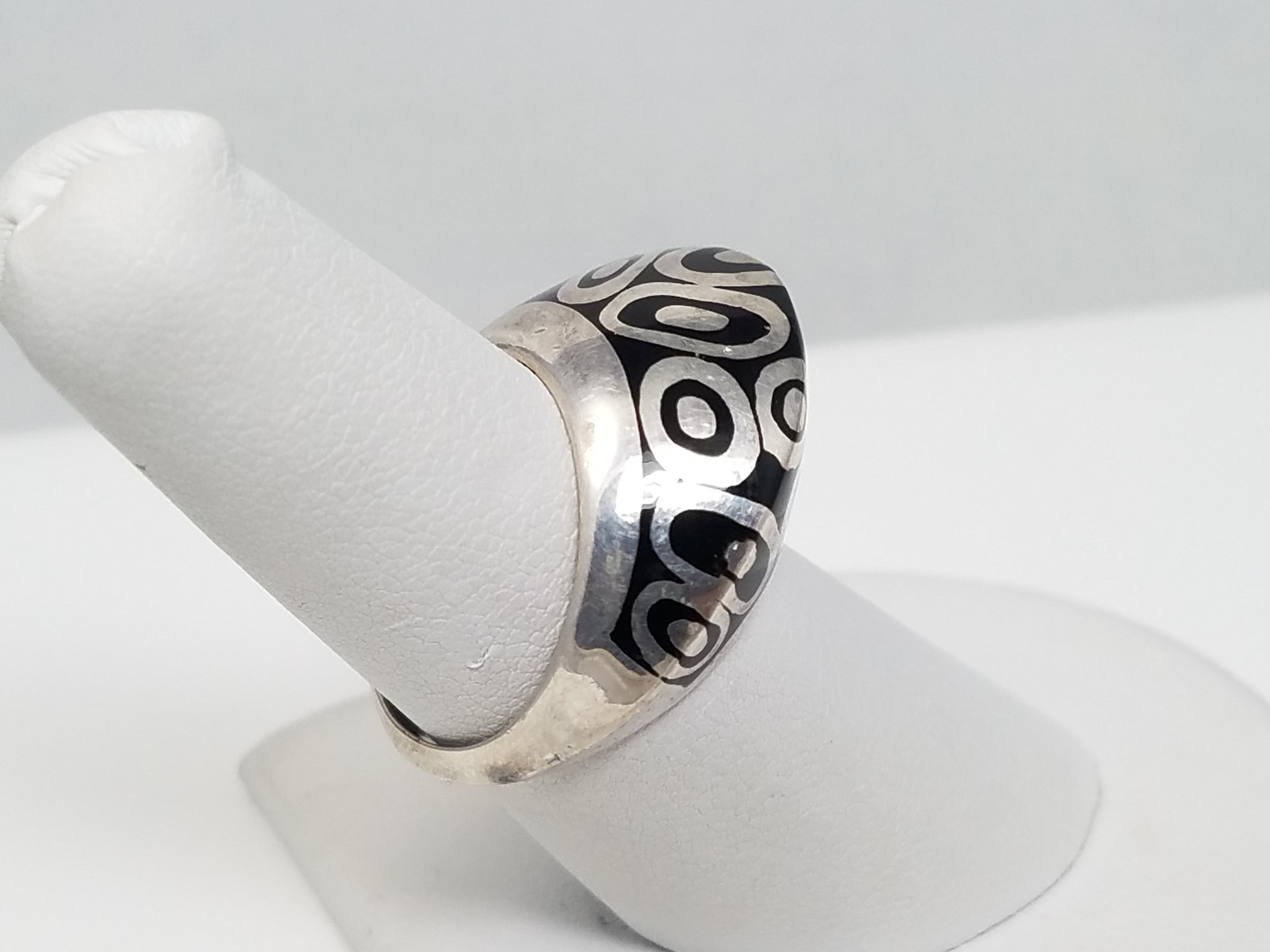 Flli Menegatti Sterling Silver Black Enamel Ring