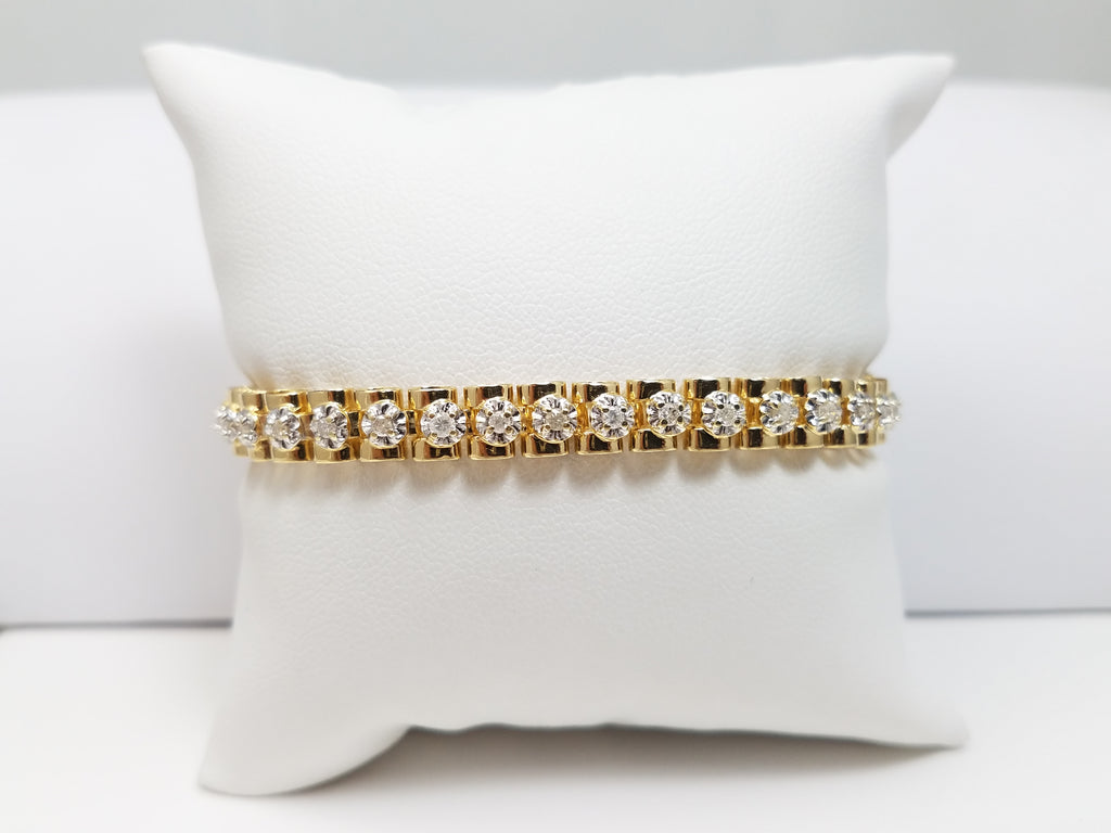 6.75” Fancy Link 1ctw Natural Diamond 14k Gold Bracelet