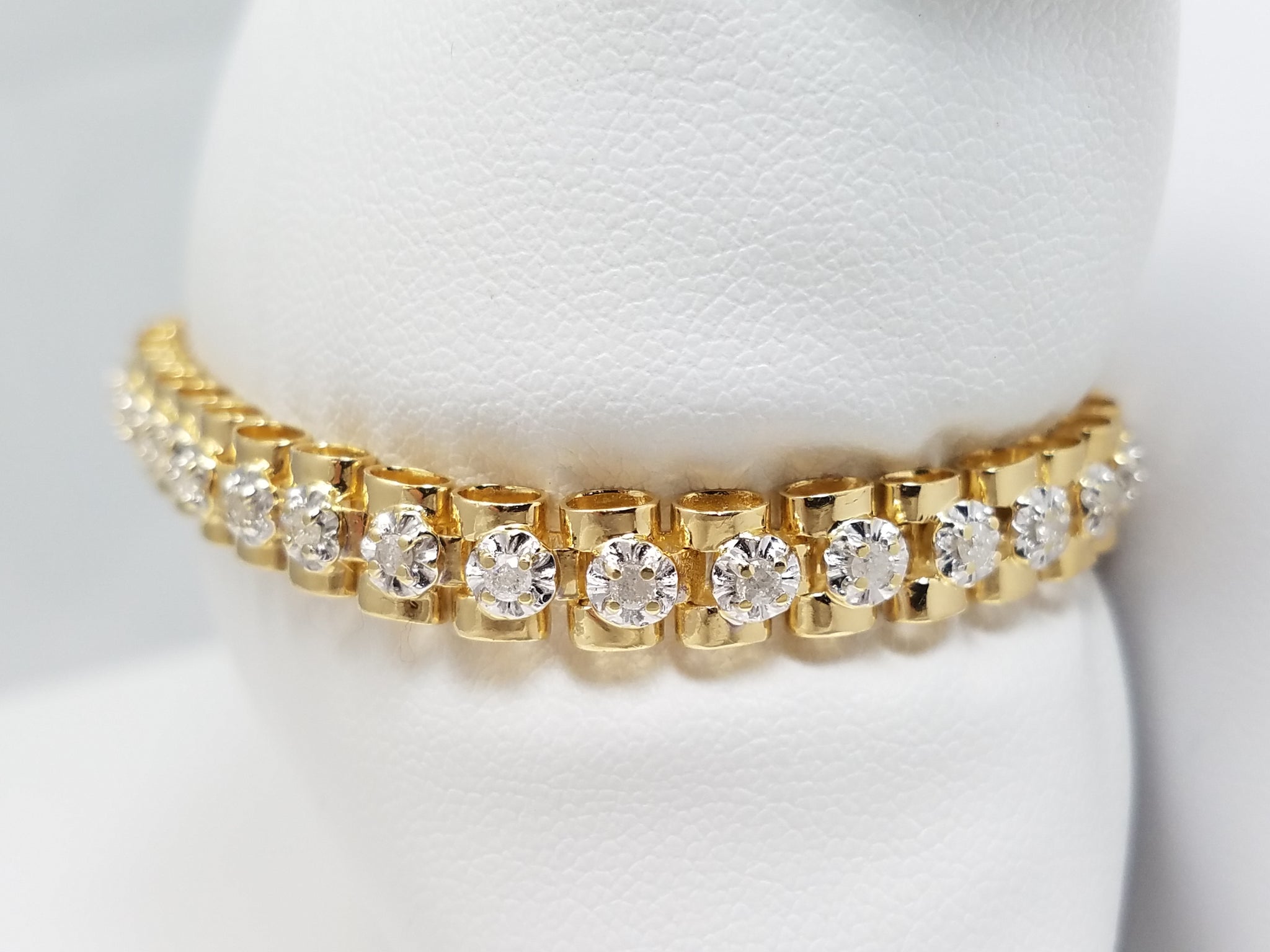 6.75” Fancy Link 1ctw Natural Diamond 14k Gold Bracelet