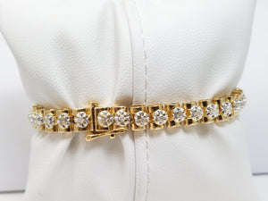 6.75” Fancy Link 1ctw Natural Diamond 14k Gold Bracelet