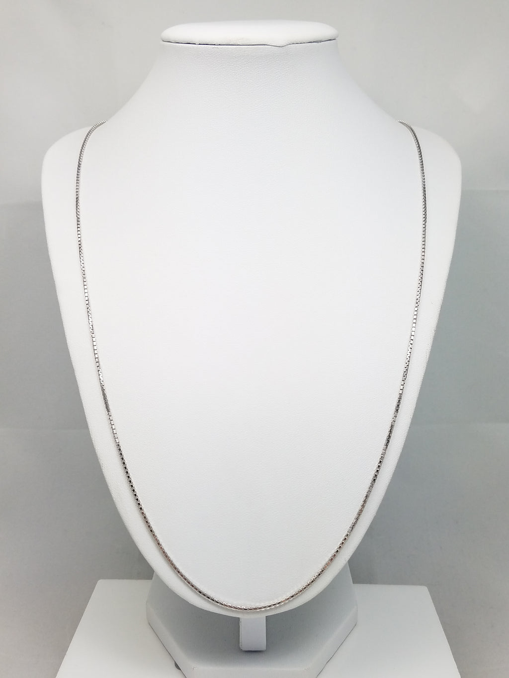 Classy 30.5" Solid 14k White Gold Rounded Box Link Chain Necklace