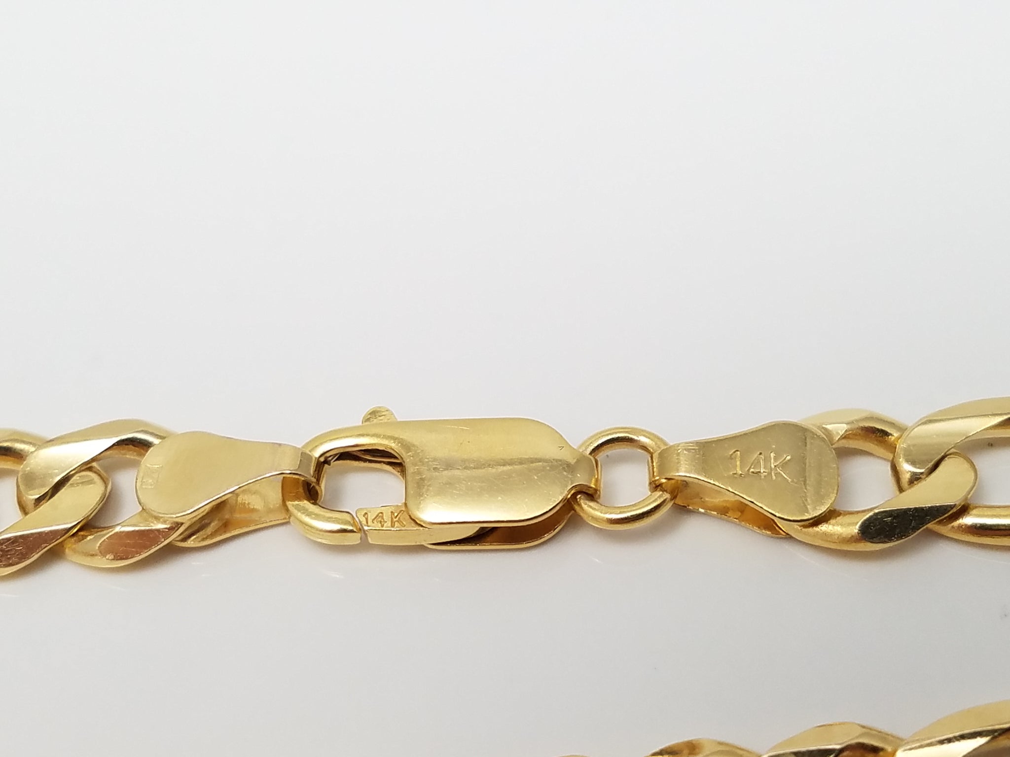 Luxurious 8" Solid 14k Yellow Gold Figaro Link Italian Bracelet