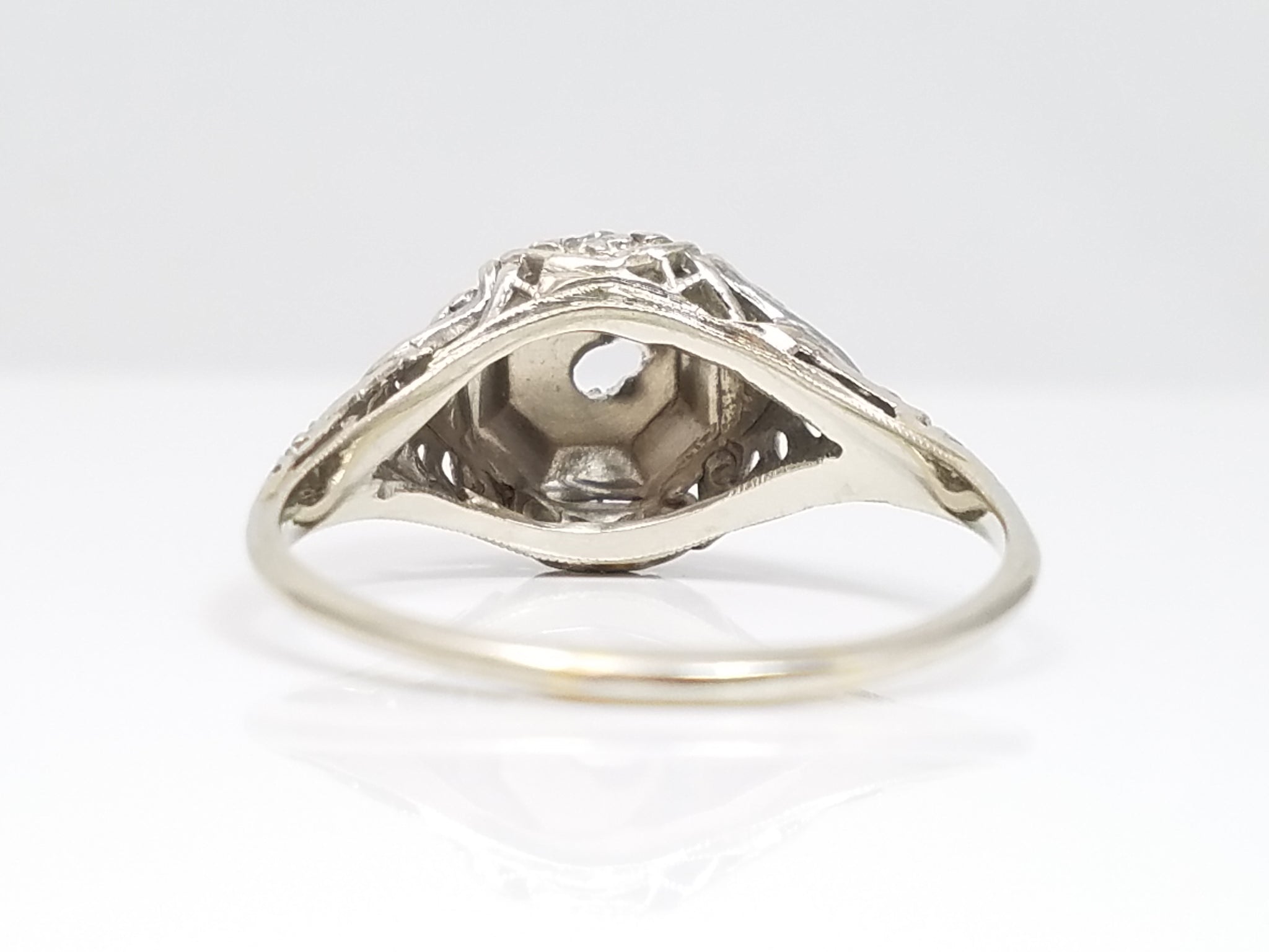 Art Deco 18k White Gold Ring Mount