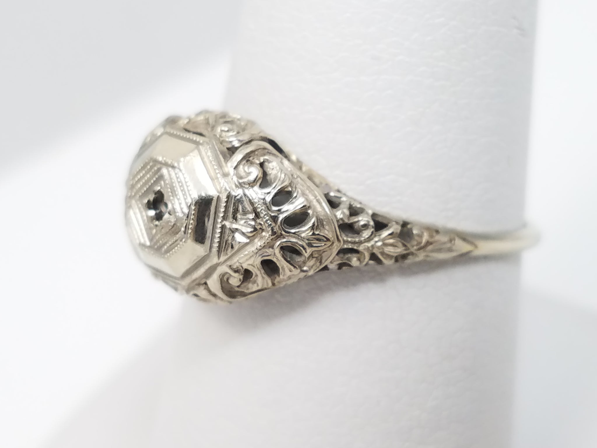 Art Deco 18k White Gold Ring Mount