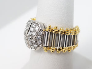 Chic 18k Two Tone Gold Natural Diamond Flexible Ring