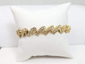 Glamorous 7" Solid 14k Yellow Gold Natural Diamond Custom Bracelet