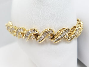 Glamorous 7" Solid 14k Yellow Gold Natural Diamond Custom Bracelet