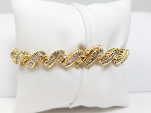 Glamorous 7" Solid 14k Yellow Gold Natural Diamond Custom Bracelet