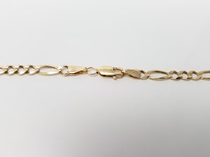 Solid 26" Figaro Link Necklace in 14k Yellow Gold