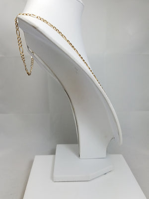 Solid 26" Figaro Link Necklace in 14k Yellow Gold