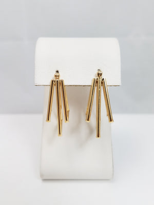 14k Yellow Gold Triple Hollow Square Hoop Earrings