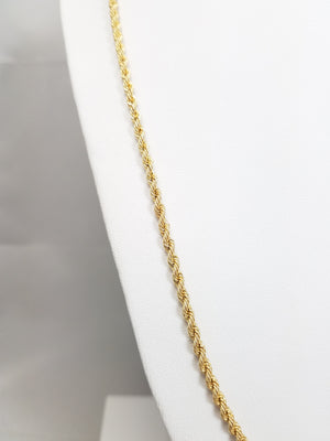 Classic 14k Yellow Gold Hollow Rope Chain 30" Necklace