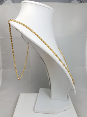 Classic 14k Yellow Gold Hollow Rope Chain 30" Necklace