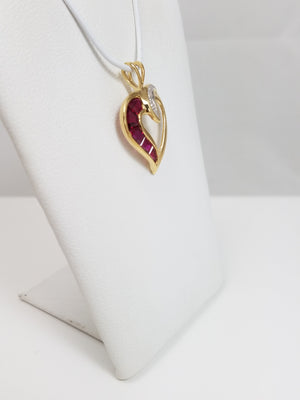 Lovable Lab Created Ruby & Natural Diamond 14k Yellow Gold Heart Pendant