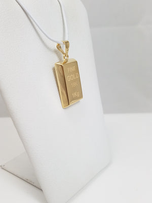 Sweet 18k Yellow Gold Hollow Ingot Pendant