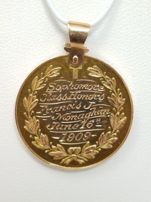 1909 Seton Hall College Graduate 9k Yellow Gold Pendant