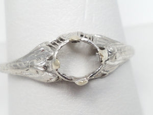 ** To Restore ** Ladies Art Deco 22k White Gold Engagement Ring Mount To Restore