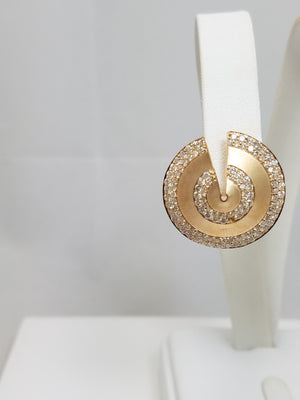 Dazzling 14k Yellow Gold Natural Diamond Custom Circle Earrings