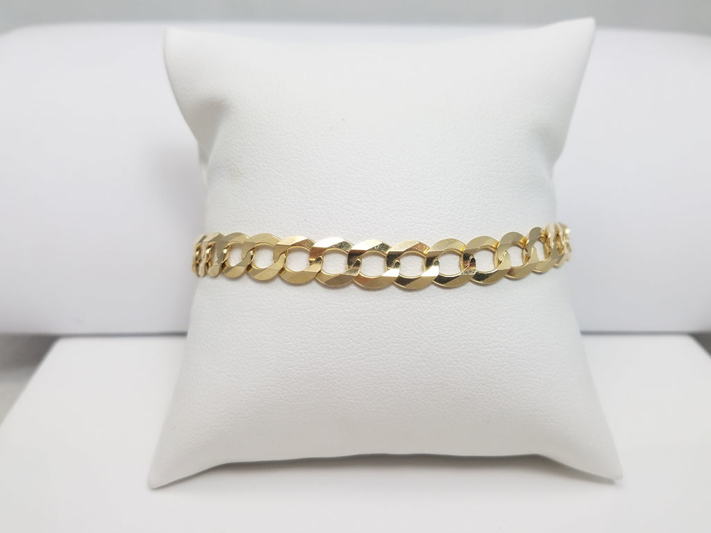 8"/7.2mm Solid 14k Yellow Gold Curb Link Bracelet