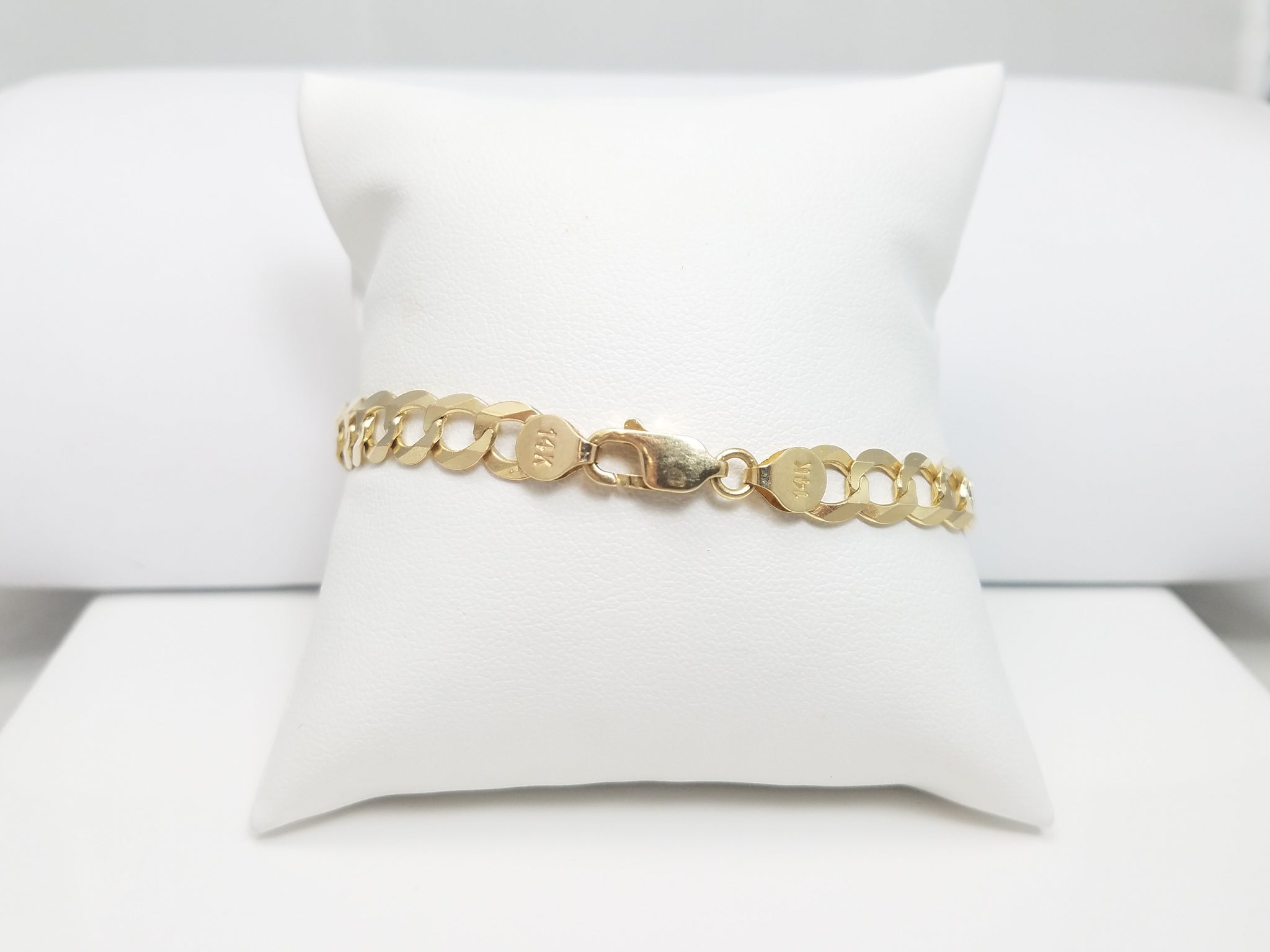 8"/7.2mm Solid 14k Yellow Gold Curb Link Bracelet