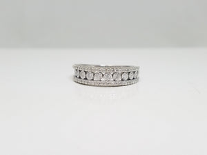 Sparkling Natural Diamond 10k White Gold Ring Band