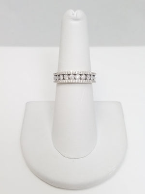 Sparkling Natural Diamond 10k White Gold Ring Band